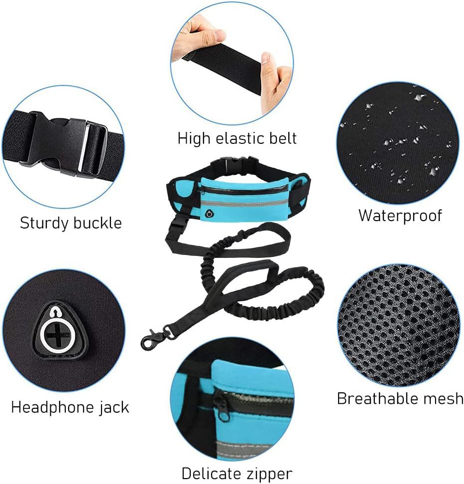 Hands Free Dog Leash for Running Walking Waist Bag